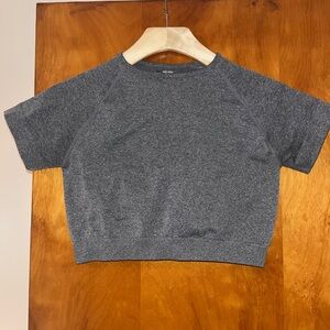 Gray Short Sleeve Crop Top